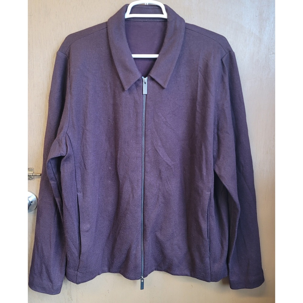 COS‎ Wool Blend Full Zip Jacket Plum Sz L Pre-owned